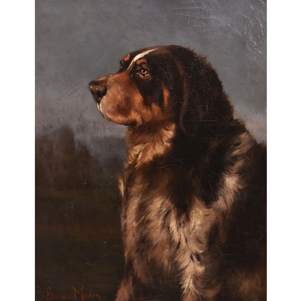 QA633 1 antique oil painting dogs portraits painting XIX century.jpg